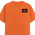 Female Classic Crew T-Shirt | Women's Regular Fit | 180 GSM Bio-Washed Cotton Blend | Double Stitched Seam | Folded Neck | Women | Personalized | DTG | Bold | Rebellion | Family Roles (son) | Everyday | Assertive - left pocket - Orange - mockup 3