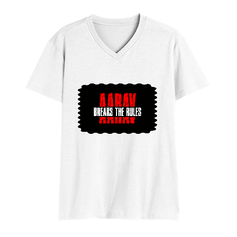 Men's V-Neck T-Shirt | Regular Fit | 180 GSM Bio-Washed Cotton | DTG Print Ready | Pre-Shrunk, Double Stitched | Personalized | DTG | Bold | Rebellion | Family Roles (son) | Everyday | Assertive - front - White - mockup 1