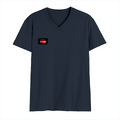 Men's V-Neck T-Shirt | Regular Fit | 180 GSM Bio-Washed Cotton | DTG Print | Double Stitched, Pre-Shrunk | Personalized | DTG | Bold | Rebellion | Family Roles (son) | Everyday | Assertive - right pocket - Navy Blue - mockup 4