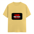Female Classic Crew T-Shirt | Regular Fit | Women | 180 GSM Bio-Washed Cotton Blend | DTG | Pre-Shrunk | Double Stitched | Personalized | Bold | Rebellion | Family Roles (son) | Everyday | Assertive - front - Yellow - mockup 1