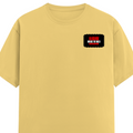 Female Classic Crew T-Shirt | Regular Fit | Women | 180 GSM Bio-Washed Cotton Blend | DTG | Pre-Shrunk | Double Stitched | Personalized | Bold | Rebellion | Family Roles (son) | Everyday | Assertive - left pocket - Yellow - mockup 3