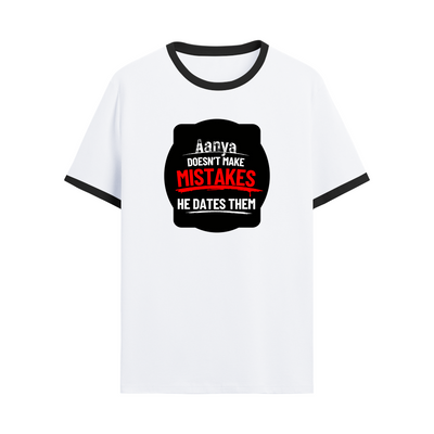 Ringer T-shirt | Unisex | DTG Print | Contrast Trim | Men's, Women's | Personalized | DTG | Bold Typography | Humor | Relationships | Everyday | Humorous - front - Black White - mockup 1