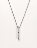 Bar Pendant | Slim, Gender-Neutral | Stainless Steel | Laser Engraved Personalized Necklace | Unisex | Personalized | Bold Typography | Humor | Relationships | Everyday | Humorous - front - mockup 1