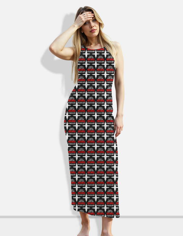 Female Bodycon Dress | Full-Length Skin-Fit | 220 GSM Poly-Spandex AOP | Breathable, Stretchable, Side Slit | Women | Personalized | Bold Typography | Humor | Relationships | Everyday | Humorous