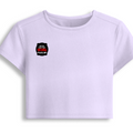 Female Baby Tee | Cropped Fitted | 95% Cotton 5% Spandex | Embroidery Ready | Pre-Shrunk, Stretchable, Breathable | Women's | Personalized | Embroidery | Bold Typography | Humor | Relationships | Everyday | Humorous - right pocket - Lavender - mockup 4