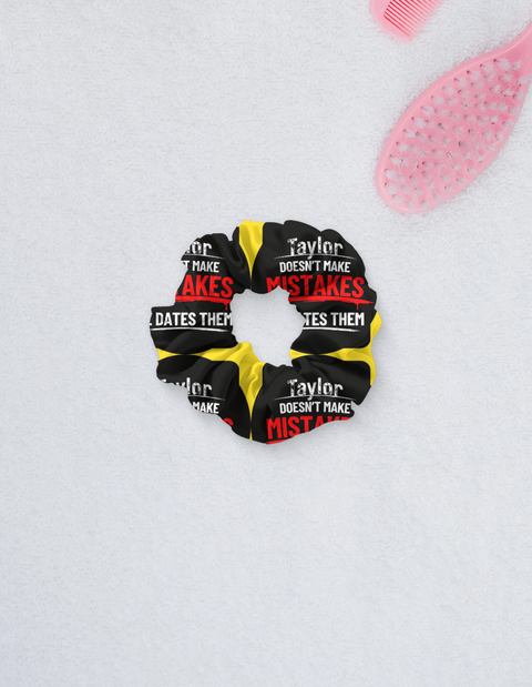 All-Over Print Scrunchies | Poly Spandex Hair Tie | Lightweight & Durable | For Women, Girls & Teens | Personalized | Bold Typography | Humor | Relationships | Everyday | Humorous - front - mockup 1