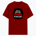 Cotton Stretch T-Shirt | Unisex Fit | 95% Cotton 5% Spandex | Breathable, Stretchable, 240 GSM | Adults | Personalized | Embroidery | Bold Typography | Humor | Relationships | Everyday | Humorous - front - Red - mockup 1