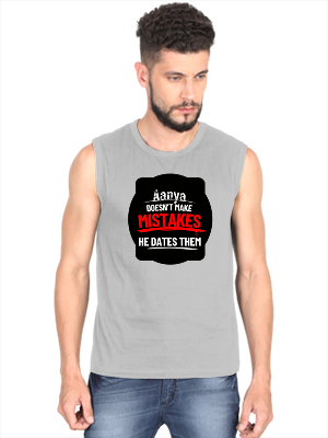 Men's Sleeveless T-Shirt | Regular Fit | 180 GSM Bio-Washed Cotton | Pre-Shrunk, Double Stitched | Men | Personalized | DTF | Bold Typography | Humor | Relationships | Everyday | Humorous - front - Grey Melange - mockup 1