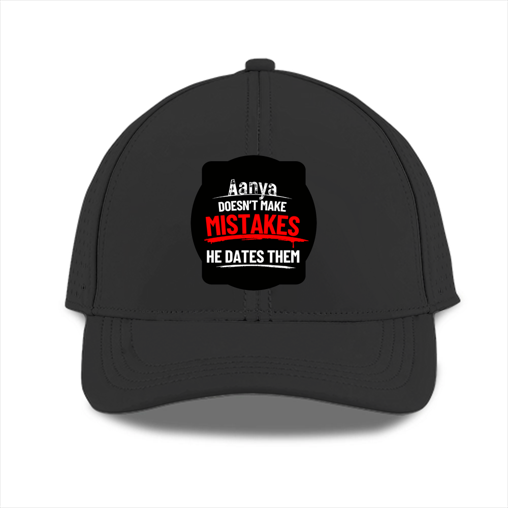 Sports Cap | Adjustable Fit | Polyester | Breathable, Perforated Panels, Embroidery/DTF Printing | Unisex | Personalized | Embroidery | Bold Typography | Humor | Relationships | Everyday | Humorous - front - Black - mockup 1