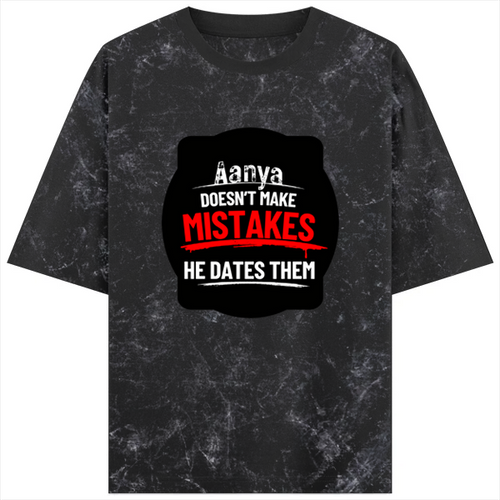 Acid Wash Oversized Tee | Unisex Adult | 100% Super-Combed Cotton | Embroidery | Relaxed Fit | Personalized | Bold Typography | Humor | Relationships | Everyday | Humorous - front - Black - mockup 1