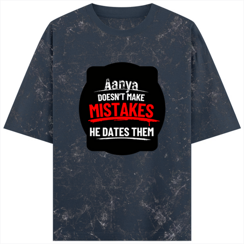 Acid Wash Oversized Tee | Unisex Adult | 100% Super-Combed Cotton | Embroidery | Relaxed Fit | Personalized | Bold Typography | Humor | Relationships | Everyday | Humorous - front - Navy Blue - mockup 1