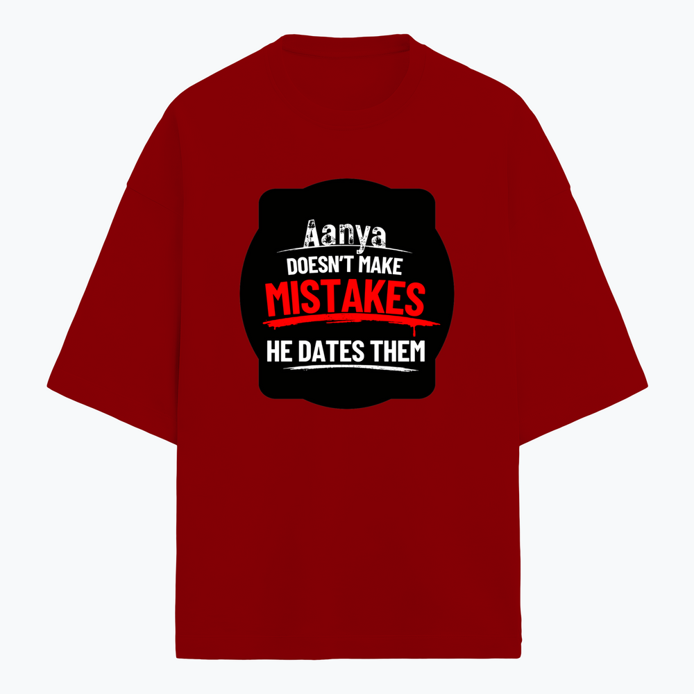 Terry Oversized Tee | Oversized Fit | 260 GSM Terry Cotton Blend | DTF Print Ready | Breathable, Durable, Soft | Unisex Adult | Personalized | DTF | Bold Typography | Humor | Relationships | Everyday | Humorous - front - Red - mockup 1