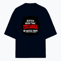 Terry Oversized Tee | Unisex | 260 GSM Terry Cotton Blend | DTG Printed | Ultra-Soft & Breathable | Personalized | DTG | Bold Typography | Humor | Relationships | Everyday | Humorous - front - Navy Blue - mockup 1
