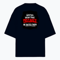 Terry Oversized Tee | Unisex | 260 GSM Terry Cotton Blend | DTG Printed | Ultra-Soft & Breathable | Personalized | DTG | Bold Typography | Humor | Relationships | Everyday | Humorous - back - Navy Blue - mockup 2
