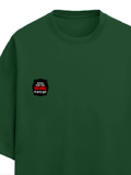 Terry Oversized Tee | Unisex | 260 GSM Terry Cotton Blend | DTG Printed | Ultra-Soft & Breathable | Personalized | DTG | Bold Typography | Humor | Relationships | Everyday | Humorous - left pocket - Bottle Green - mockup 3