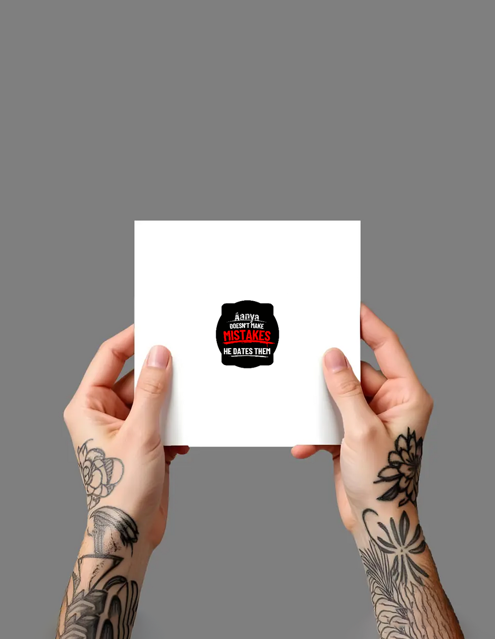 Temporary Tattoos | Unisex | 175g Transfer Sheet | Skin-Friendly, Easy Apply & Remove | All Ages | Personalized | Bold Typography | Humor | Relationships | Everyday | Humorous - front_2.5x2.5 In - 2.5x2.5 In - mockup 1
