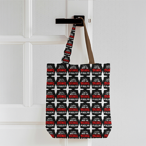 AOP Tote bags Zipper | Standard Size | Premium Canvas All-Over Print | Durable Multi-purpose | Unisex | Personalized | Bold Typography | Humor | Relationships | Everyday | Humorous - front - mockup 1