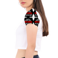 Female Womens Crop Top | Regular Fit | Spun Polyester AOP | Fade-Proof & Comfortable | Women's | Personalized | Bold Typography | Humor | Relationships | Everyday | Humorous - left sleeve - White - mockup 3