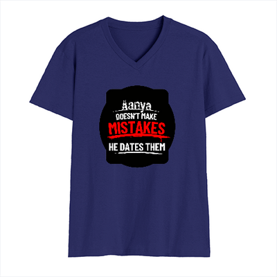 Men's V-Neck T-Shirt | Regular Fit | 180 GSM Bio-Washed Cotton | DTG Print | Durable | Personalized | DTG | Bold Typography | Humor | Relationships | Everyday | Humorous - front - Royal Blue - mockup 1