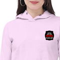 Women's Cropped Hoodie | Regular Fit | 320 GSM Bio-Washed Cotton Blend | Embroidery | Durable Seams | Personalized | Bold Typography | Humor | Relationships | Everyday | Humorous - left pocket - Light Baby Pink - mockup 3
