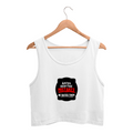 Women's Crop Tank Top | Regular Fit | 180 GSM Bio-Washed Cotton | Double Stitched, Pre-Shrunk | Everyday Wear | Personalized | DTG | Bold Typography | Humor | Relationships | Everyday | Humorous - front - White - mockup 1