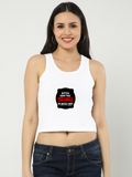 Female Crop Tank | Women's Regular Fit | 180 GSM Bio-Washed Cotton | DTF Print Ready | Pre-Shrunk, Durable | Personalized | DTF | Bold Typography | Humor | Relationships | Everyday | Humorous - front_2 - White - mockup 2