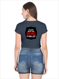Women's Crop Top | Regular Fit | 180 GSM Bio-Washed Cotton | DTF Print Ready | Durable | Pre-Shrunk | Personalized | DTF | Bold Typography | Humor | Relationships | Everyday | Humorous - back - Navy Blue - mockup 2
