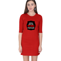 Women's T-Shirt Dress | Regular Fit | 180 GSM Bio-Washed Cotton Blend | Pockets & Double Stitched | Everyday Casual | Personalized | DTF | Bold Typography | Humor | Relationships | Everyday | Humorous - front - Red - mockup 1