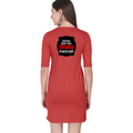 Women's T-Shirt Dress | Regular Fit | 180 GSM Bio-Washed Cotton Blend | Pockets & Double Stitched | Everyday Casual | Personalized | DTF | Bold Typography | Humor | Relationships | Everyday | Humorous - back - Red - mockup 2