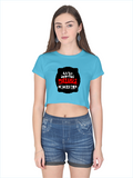 Female Crop Top | Regular Fit | 180 GSM Bio-Washed Cotton | Double Stitched, Ribbed Neck | Women | Personalized | Embroidery | Bold Typography | Humor | Relationships | Everyday | Humorous - front - SkyBlue - mockup 1