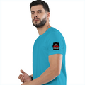Female Classic Crew T-Shirt | Women's Regular Fit | 180 GSM Bio-Washed Cotton | Double Stitched, Pre-Shrunk | Personalized | DTG | Bold Typography | Humor | Relationships | Everyday | Humorous - left sleeve - SkyBlue - mockup 5
