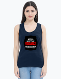Women's Tank Top | Regular Fit | 180 GSM Bio-Washed Cotton | DTG Print | Pre-Shrunk, Double-Stitched | Personalized | DTG | Bold Typography | Humor | Relationships | Everyday | Humorous - front - Navy Blue - mockup 1