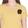 Women's Classic Crew T-Shirt | Regular Fit | 180 GSM Bio-Washed Cotton | DTF Print Ready | Double Stitched, Pre-Shrunk | Personalized | DTF | Bold Typography | Humor | Relationships | Everyday | Humorous - left pocket - Beige - mockup 3