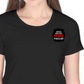 Women's Classic Crew T-Shirt | Regular Fit | 180 GSM Bio-Washed Cotton | DTF Print Ready | Double Stitched, Pre-Shrunk | Personalized | DTF | Bold Typography | Humor | Relationships | Everyday | Humorous - left pocket - Black - mockup 3