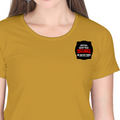 Women's Classic Crew T-Shirt | Regular Fit | 180 GSM Bio-Washed Cotton | DTF Print Ready | Double Stitched, Pre-Shrunk | Personalized | DTF | Bold Typography | Humor | Relationships | Everyday | Humorous - left pocket - Mustard Yellow - mockup 3