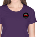 Women's Classic Crew T-Shirt | Regular Fit | 180 GSM Bio-Washed Cotton | DTF Print Ready | Double Stitched, Pre-Shrunk | Personalized | DTF | Bold Typography | Humor | Relationships | Everyday | Humorous - left pocket - Purple - mockup 3