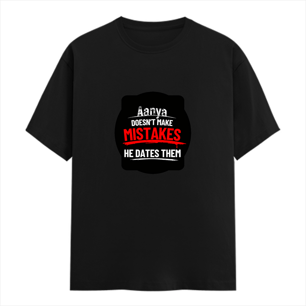 Male Classic Crew T-Shirt | Men's Regular Fit | 180 GSM Bio-Washed Cotton Blend | Embroidery | Pre-Shrunk, Double-Stitched | Personalized | Bold Typography | Humor | Relationships | Everyday | Humorous - front - Black - mockup 1