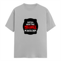 Male Classic Crew T-Shirt | Men's Regular Fit | 180 GSM Bio-Washed Cotton Blend | Embroidery | Pre-Shrunk, Double-Stitched | Personalized | Bold Typography | Humor | Relationships | Everyday | Humorous - front - Grey Melange - mockup 1
