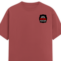 Male Classic Crew T-Shirt | Men's Regular Fit | 180 GSM Bio-Washed Cotton Blend | Embroidery | Pre-Shrunk, Double-Stitched | Personalized | Bold Typography | Humor | Relationships | Everyday | Humorous - left pocket - Coral - mockup 3