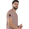Male Classic Crew T-Shirt | Men's Regular Fit | 180 GSM Bio-Washed Cotton Blend | Embroidery | Pre-Shrunk, Double-Stitched | Personalized | Bold Typography | Humor | Relationships | Everyday | Humorous - right sleeve - Mushroom - mockup 6