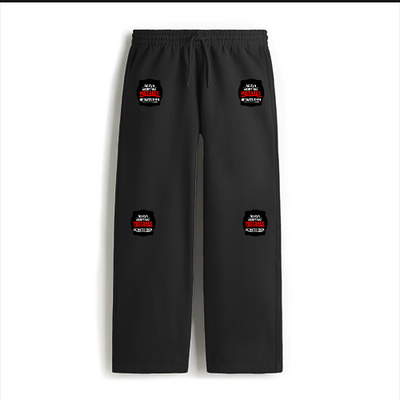 Sweatpants | Relaxed Wide-Leg Fit | 260 GSM Cotton-Rich Terry | Deep Front Pockets | Unisex Adults | Personalized | DTG | Bold Typography | Humor | Relationships | Everyday | Humorous - front - Black - mockup 1