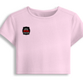 Female Baby Tee | Women's Cropped Fit | Cotton Spandex Blend | Soft Stretch DTG T-Shirt | Personalized | DTG | Bold Typography | Humor | Relationships | Everyday | Humorous - right pocket - Light Baby Pink - mockup 4