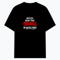 Cotton Stretch T-Shirt | Unisex Fit | 95% Cotton 5% Spandex Blend | DTG Print | Stretchable, Breathable, 240 GSM | Adults | Personalized | DTG | Bold Typography | Humor | Relationships | Everyday | Humorous - front - Black - mockup 1