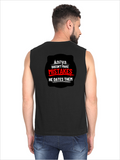 Male Sleeveless T-Shirt | Men's Regular Fit | 180 GSM Bio-Washed Cotton | DTG Printed | Pre-Shrunk, Double Stitched | Personalized | DTG | Bold Typography | Humor | Relationships | Everyday | Humorous - back - Black - mockup 2