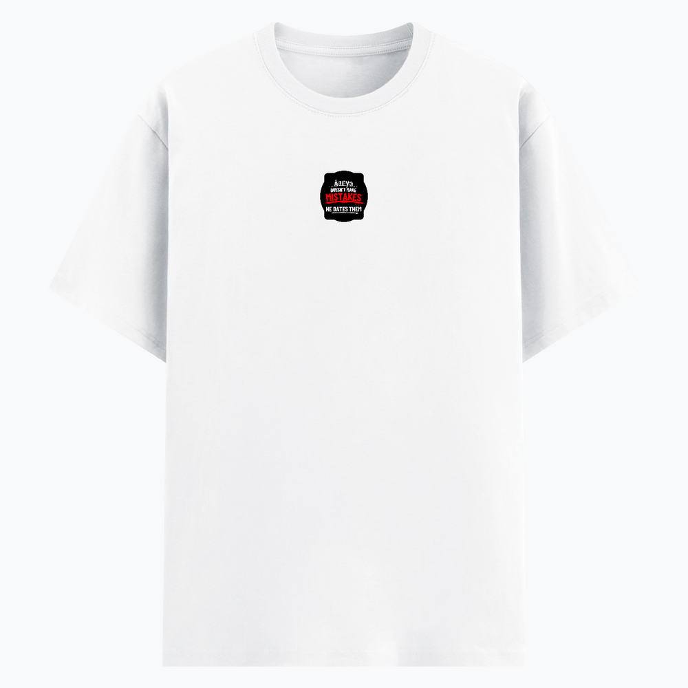 Basic T-Shirt | Unisex Fit XS-2XL | Poly-Cotton Blend Soft Finish | Durable Stitching, Lycra Rib Neck | Adults | Personalized | DTG | Bold Typography | Humor | Relationships | Everyday | Humorous - front - White - mockup 1