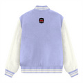 Varsity Jacket | Unisex | 100% Cotton, 300 GSM | Button Closure, Pockets, Ribbed Hems | Outerwear | Personalized | Embroidery | Bold Typography | Humor | Relationships | Everyday | Humorous - back - Lavender - mockup 3
