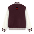 Varsity Jacket | Unisex | 100% Cotton, 300 GSM | Button Closure, Pockets, Ribbed Hems | Outerwear | Personalized | Embroidery | Bold Typography | Humor | Relationships | Everyday | Humorous - back - Maroon - mockup 3
