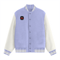Varsity Jacket | Unisex Fit | 100% Cotton 300 GSM | Embroidery | Classic Button Closure | Unisex | Personalized | Bold Typography | Humor | Relationships | Everyday | Humorous - right pocket - Lavender - mockup 2