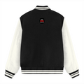 Varsity Jacket | Unisex Fit | 100% Cotton 300 GSM | Embroidery | Classic Button Closure | Unisex | Personalized | Bold Typography | Humor | Relationships | Everyday | Humorous - back - Black - mockup 3