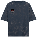 Acid Wash Oversized Tee | Unisex Oversized Fit | 100% Super-Combed Cotton 240 GSM | Acid-Washed, Lycra Ribbed Neck | Personalized | DTG | Bold Typography | Humor | Relationships | Everyday | Humorous - left pocket - Navy Blue - mockup 3